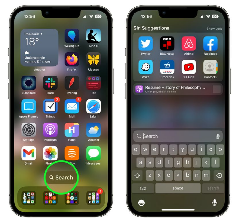 曲阳苹果手机维修分享升级到 iOS 16 后，如何删除主屏幕上的搜索按钮 