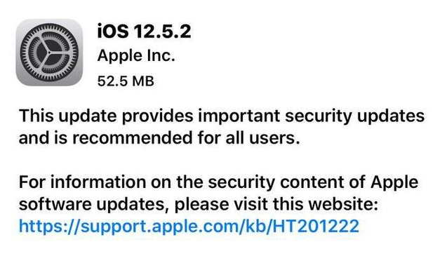 曲阳苹果手机维修分享iOS12.5.2发布，建议所有老苹果用户安装 